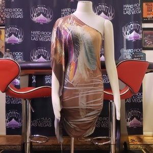 Multi color one shoulder dress